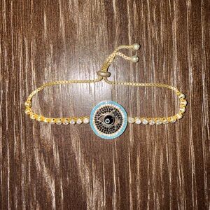 Elegant Gold and Blue Evil Eye Bracelet